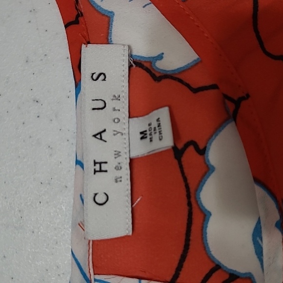 Chaus Reddish Orange Floral Cold Shoulder Blouse size Medium - Picture 4 of 8